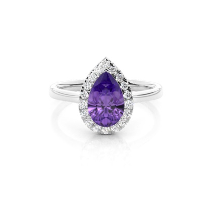 Prong Setting Amethyst Halo Engagement Ring