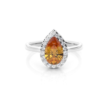 Prong Setting Citrine Halo Engagement Ring