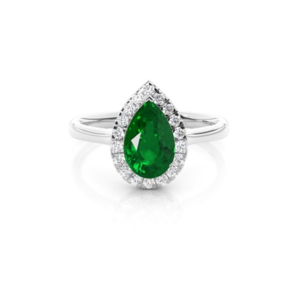 Prong Setting Emerald Halo Engagement Ring