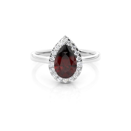 Prong Setting Garnet Halo Engagement Ring