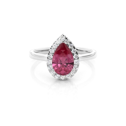 Prong Setting Pink Tourmaline Halo Engagement Ring