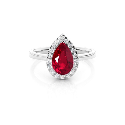 Prong Setting Ruby Halo Engagement Ring