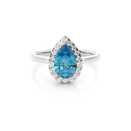 Prong Setting Topaz Halo Engagement Ring