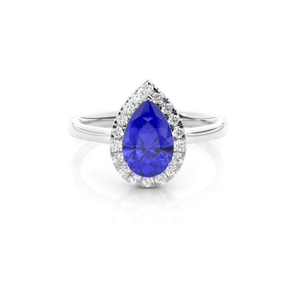 Prong Setting Tanzanite Halo Engagement Ring