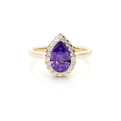 Prong Setting Amethyst Halo Engagement Ring