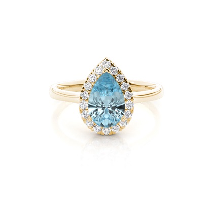 Prong Setting Aquamarine Halo Engagement Ring