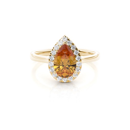 Prong Setting Citrine Halo Engagement Ring