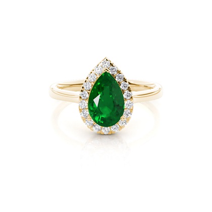 Prong Setting Emerald Halo Engagement Ring