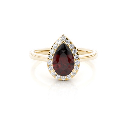Prong Setting Garnet Halo Engagement Ring