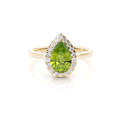 Prong Setting Peridot Halo Engagement Ring