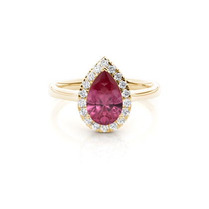 Prong Setting Pink Tourmaline Halo Engagement Ring