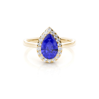 Prong Setting Tanzanite Halo Engagement Ring