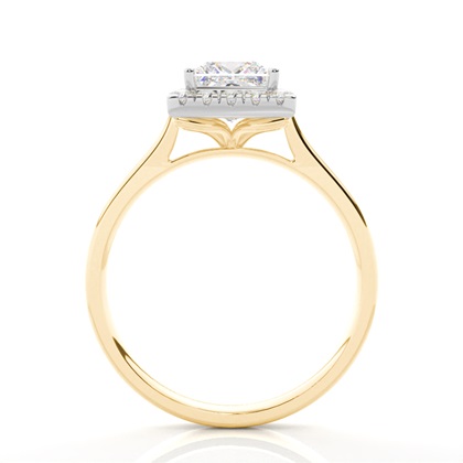 Zinkeneinstellung Seitenstein Halo Verlobungsring