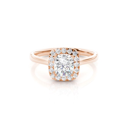 Cushion Rose Gold Halo Diamond Engagement Rings