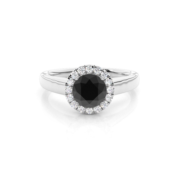 Prong Setting Black Diamond Halo Engagement Ring