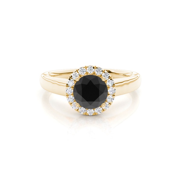 Prong Setting Black Diamond Halo Engagement Ring