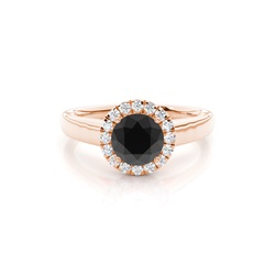 Prong Setting Black Diamond Halo Engagement Ring