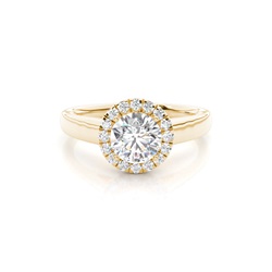 Prong Setting Side Stone Halo Engagement Ring