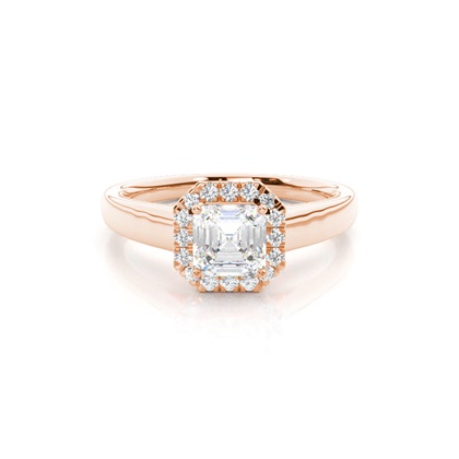 Asscher Rose Gold Halo Diamond Engagement Rings