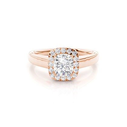 Cushion Rose Gold Halo Diamond Engagement Rings