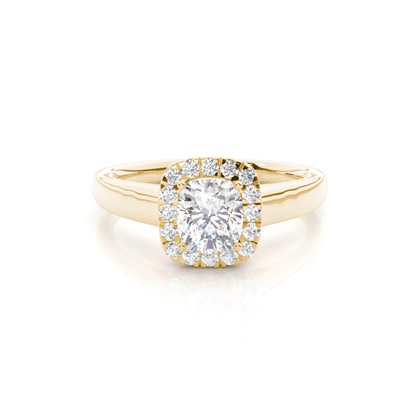 Cushion Yellow Gold Halo Diamond Engagement Rings