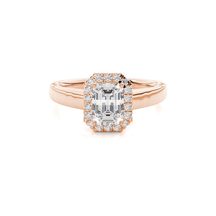 Emerald Rose Gold Halo Diamond Engagement Rings