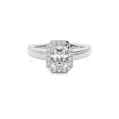 Emerald Halo Diamond Engagement Rings