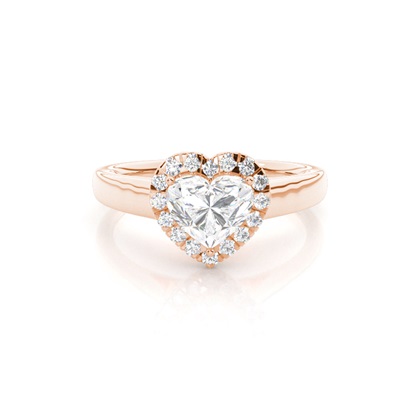 Heart Rose Gold Halo Diamond Engagement Rings