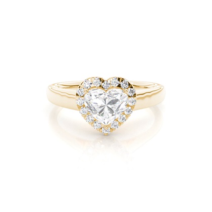 Heart Yellow Gold Halo Diamond Engagement Rings