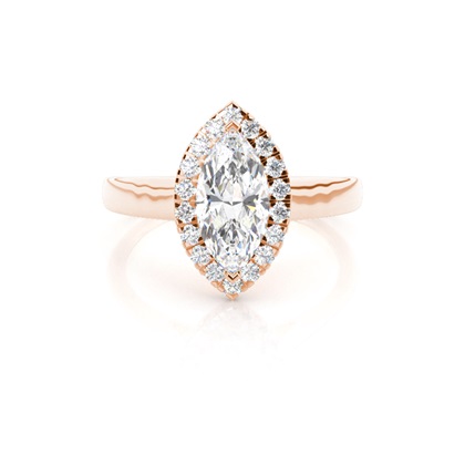 Marquise Rose Gold Halo Diamond Engagement Rings