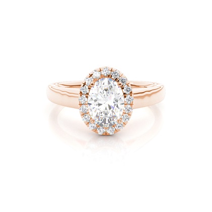 Oval Rose Gold Halo Diamond Engagement Rings