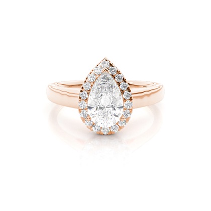 Pear Rose Gold Halo Diamond Engagement Rings