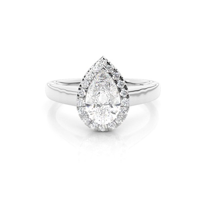Pear Halo Diamond Engagement Rings