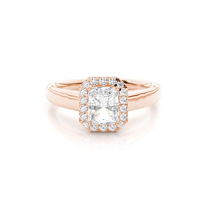 Radiant Rose Gold Halo Diamond Engagement Rings