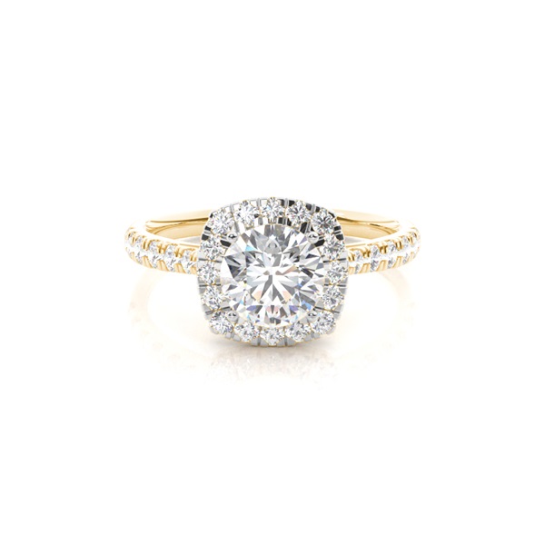 Prong Setting Side Stone Halo Engagement Ring