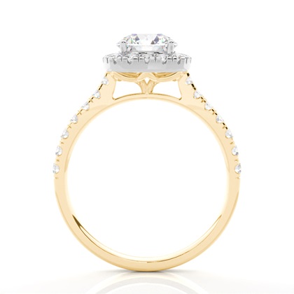 Zinkeneinstellung Seitenstein Halo Verlobungsring