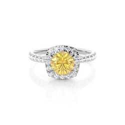 Yellow Diamond Halo Engagement Ring