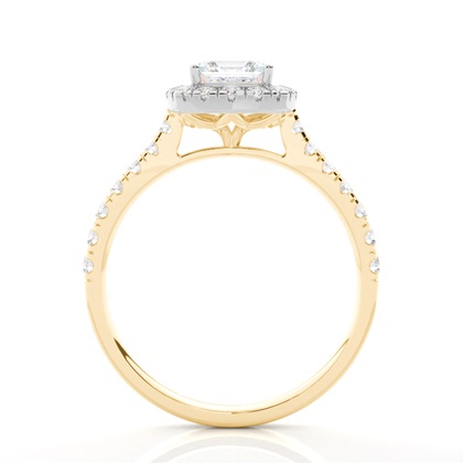 Zinkeneinstellung Seitenstein Halo Verlobungsring