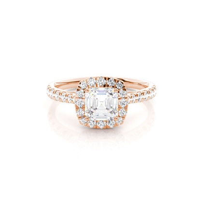Asscher Rose Gold Halo Diamond Engagement Rings