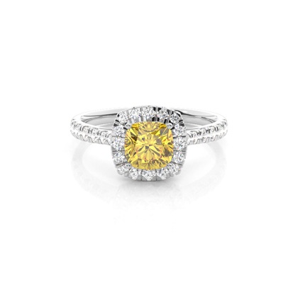 Cushion Yellow Diamond Engagement Rings