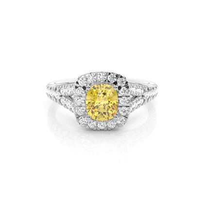 Cushion Yellow Diamond Engagement Rings