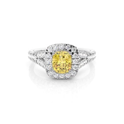Gele diamanten halo verlovingsring