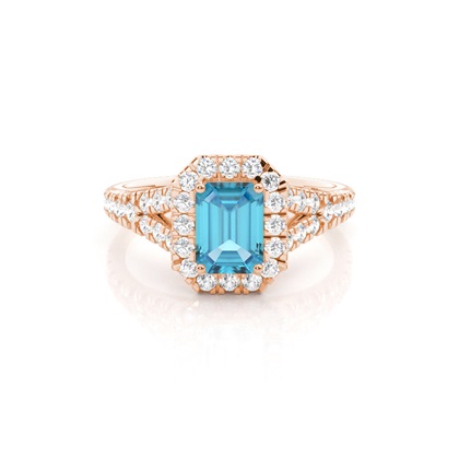 Prong Setting Topaz Side Stone Halo Engagement Ring