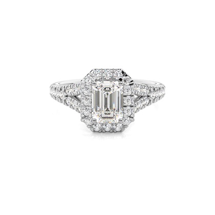 Emerald Halo Diamond Engagement Rings