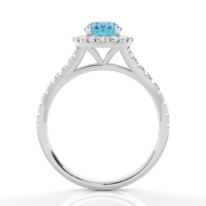 Halo-Verlobungsring Mit Topas-Seitenstein In Krappenfassung