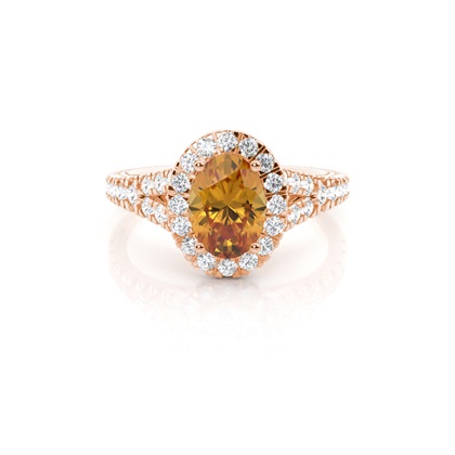 Prong Setting Citrine Side Stone Halo Engagement Ring