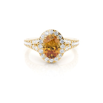 Prong Setting Citrine Side Stone Halo Engagement Ring