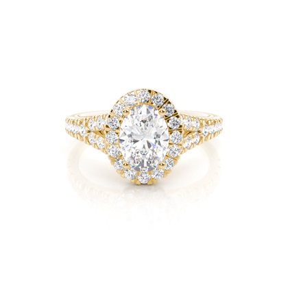 Oval Yellow Gold Halo Diamond Engagement Rings