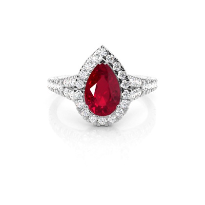 Pear Ruby Diamond Engagement Rings