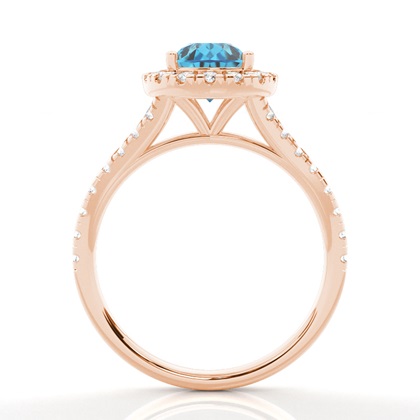 Halo-Verlobungsring Mit Topas-Seitenstein In Krappenfassung